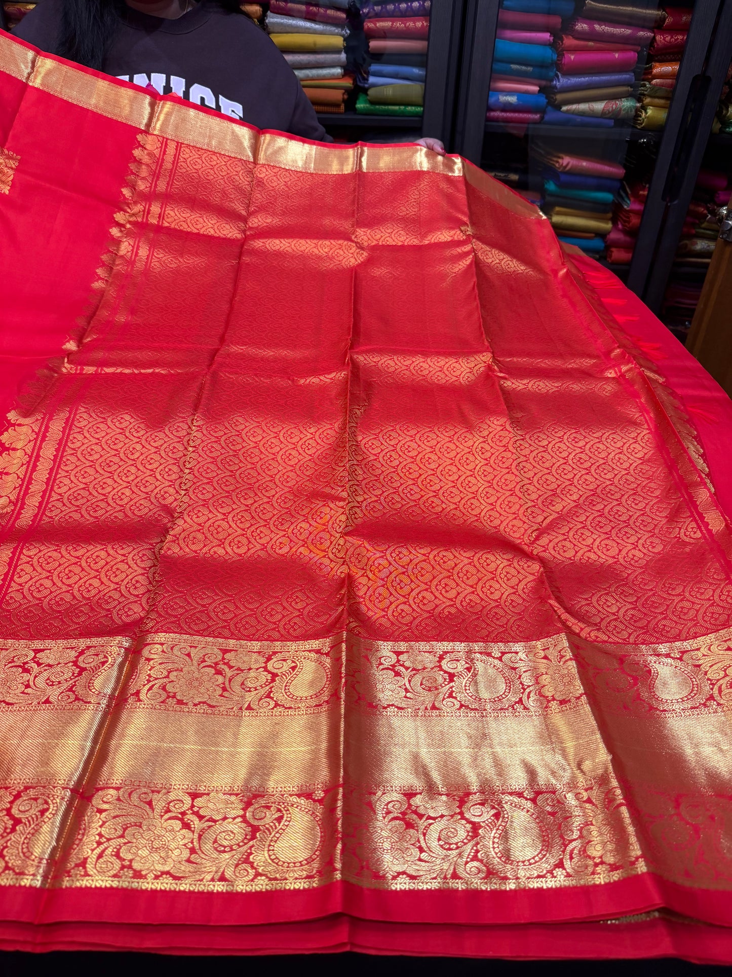 Kanchipuram Pure Silk handloom Saree Indian Kanjivaram Red Sari SPK363