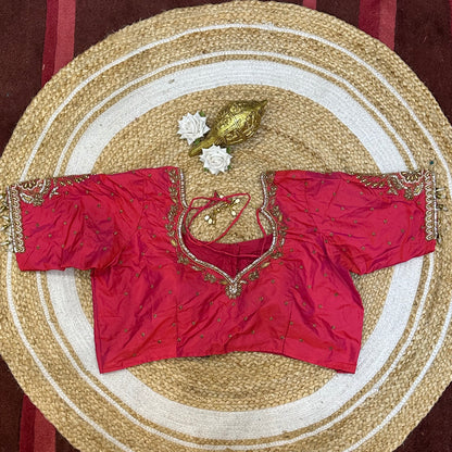 42” XL Size 12 size Aari Worked Sari Blouse Indian Saree Top Pink B231