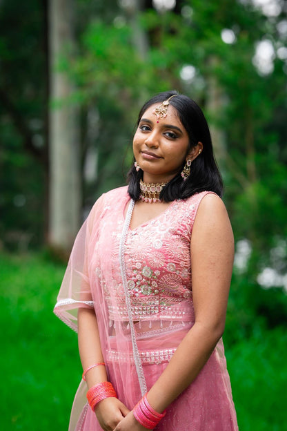 Medium 38” Indian Lehenga Onion Pink Lehnga L6