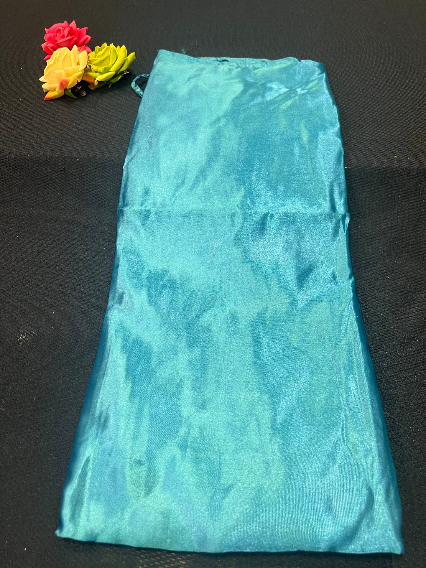Free size Sari Petticoat Satin Underskirt Saree Skirt Blue P6