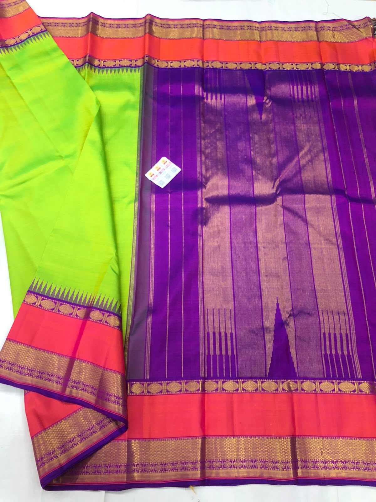 Retta Petta Kanchipuram Pure Silk Saree Bridal Kanjivaram Sari SPK294