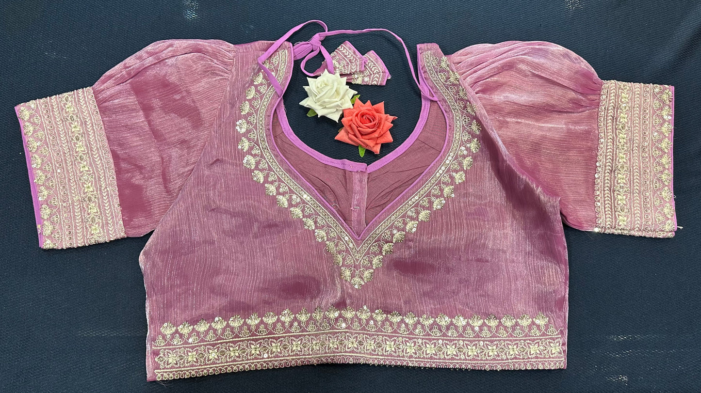 Navy Blue Sari Blouse Indian Saree Top Worked Choli B425