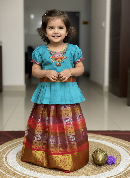 22” Size 3 Indian Lehenga Pattu Pavadai Sattai Skirt Top G5