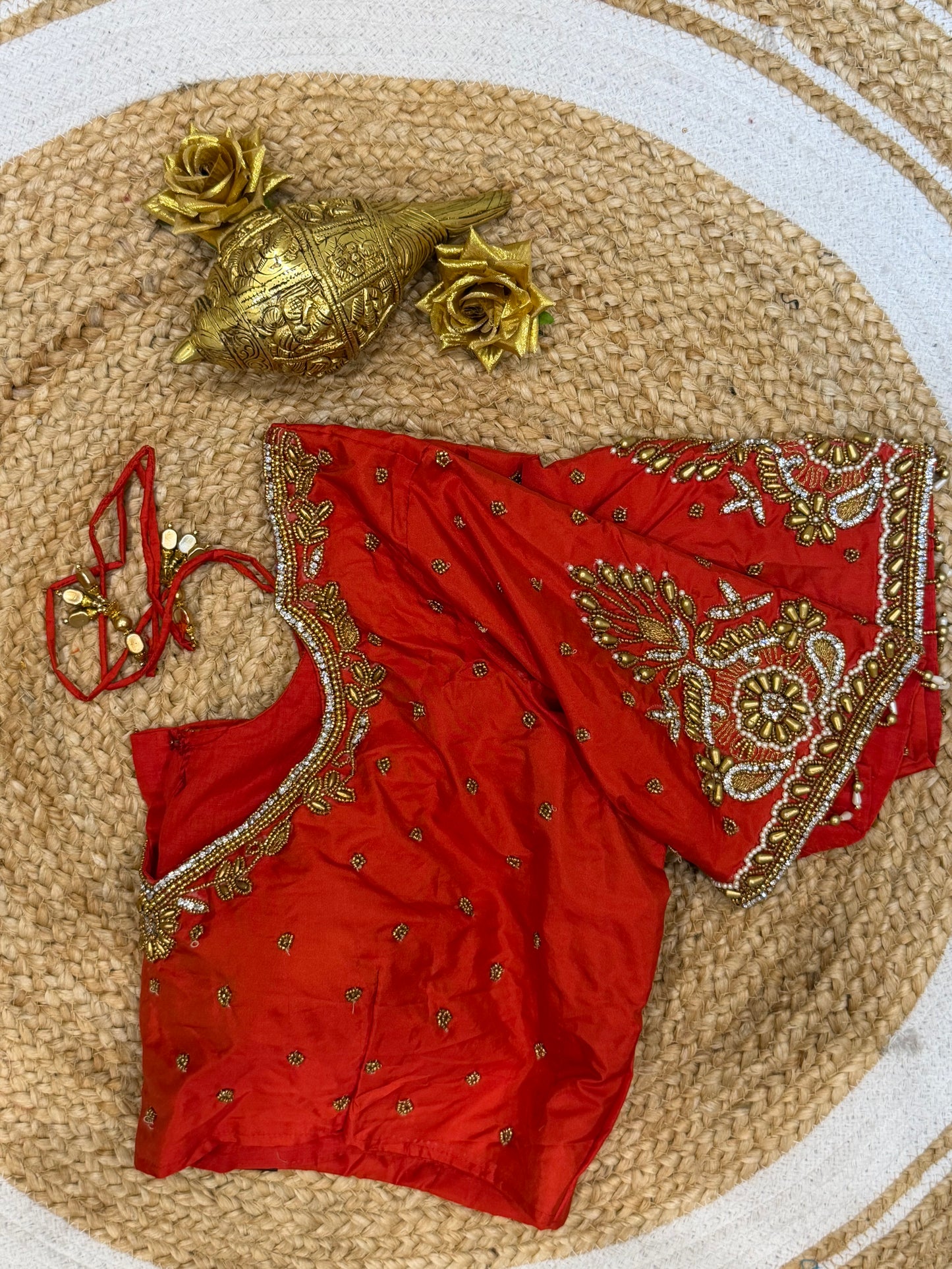 42” XL Size 12 size Aari Worked Sari Blouse Indian Saree Top Red B156