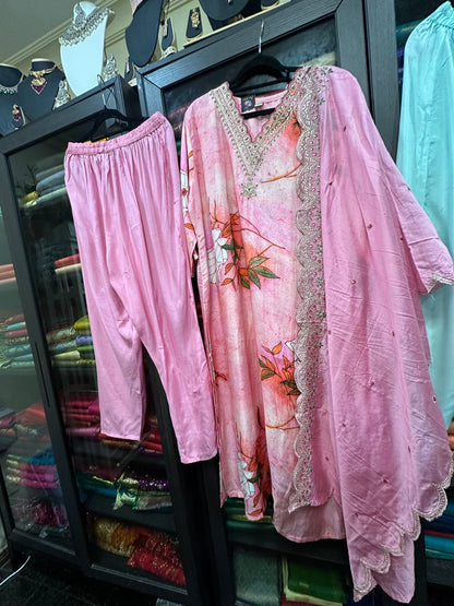 48” 4XL Indian Ladies Outfit Pink Salwar Kameez Suit SS3