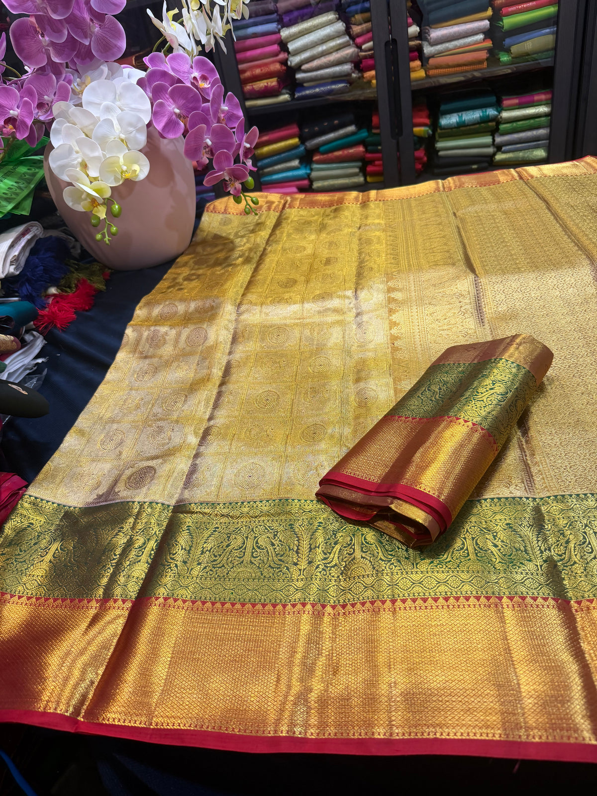 Bridal Tissue Kanchipuram Pure Silk Saree Kanjivaram Sari SPK469