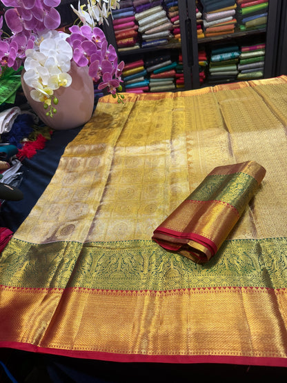 Bridal Tissue Kanchipuram Pure Silk Saree Kanjivaram Sari SPK469