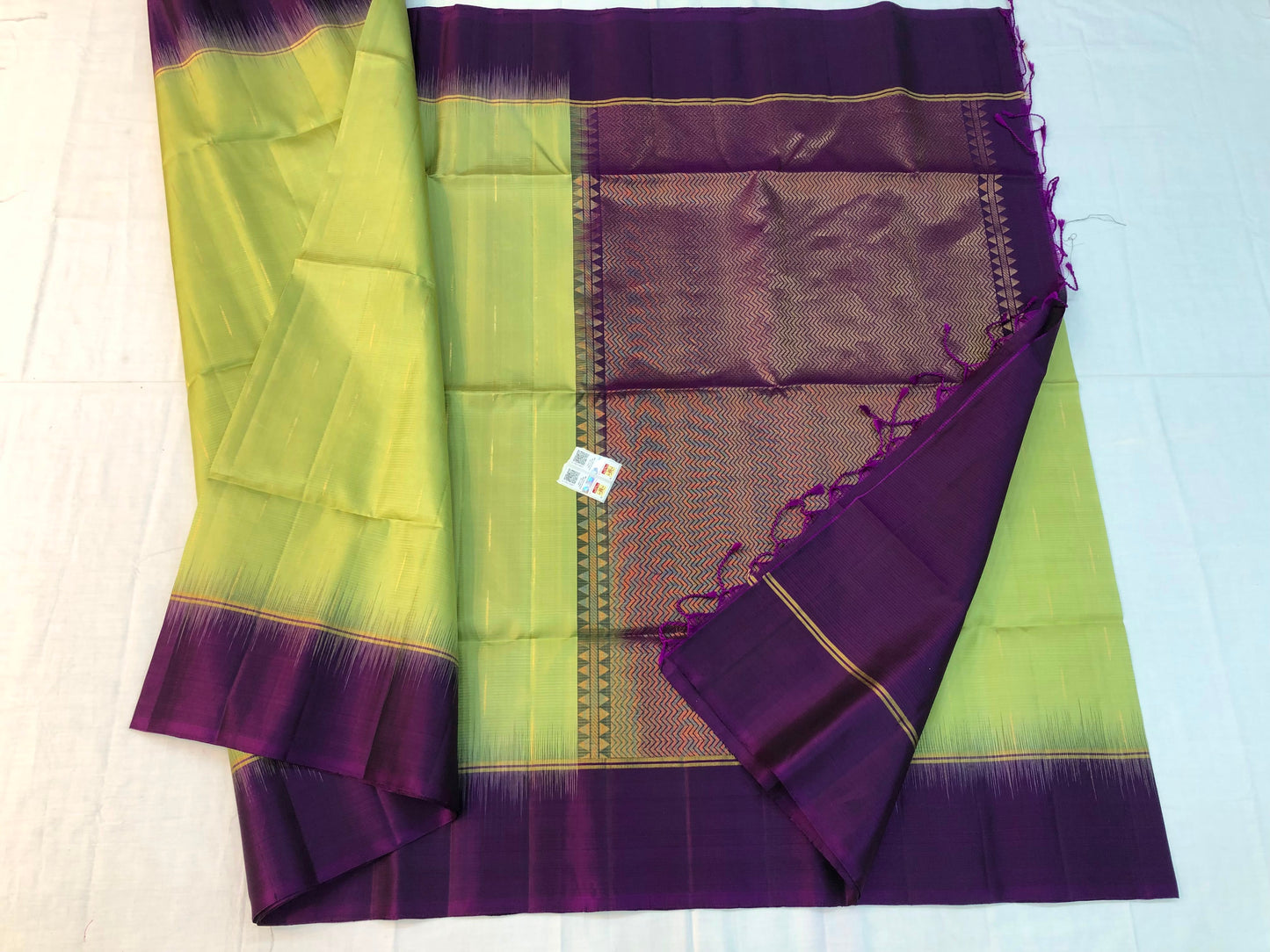 Pattu Soft Silk Indian Saree Pure Silk Sari Sage Green Purple SS43