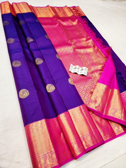 1g Gold Korvai Kanchipuram Pure Silk Saree Handloom Kanjivaram Sari| SPK191