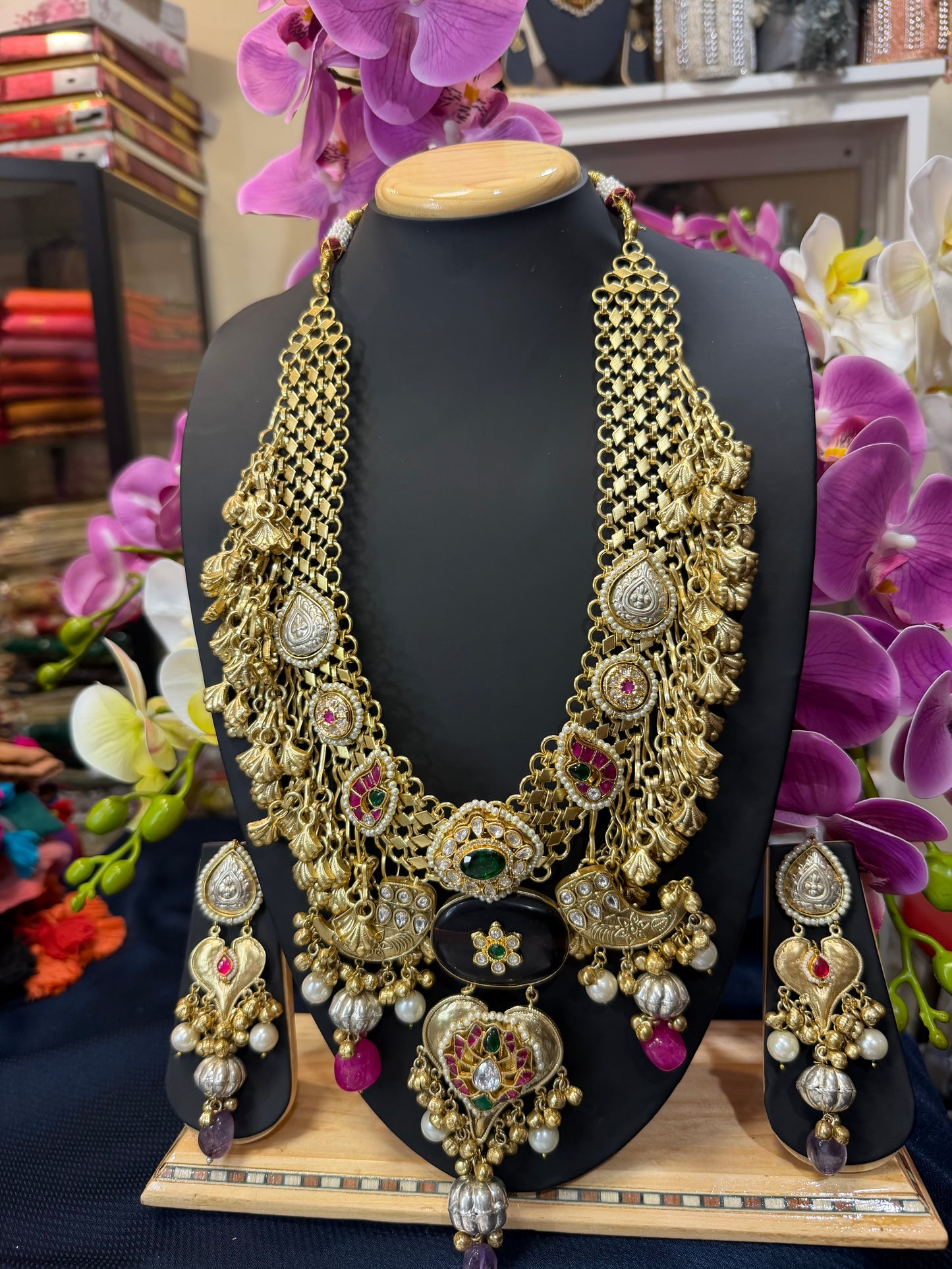 Handmade Brass Necklace with Silver polish Indian Tribal Multi Jewellery N96