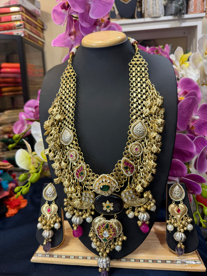 Handmade Brass Necklace with Silver polish Indian Tribal Multi Jewellery N96