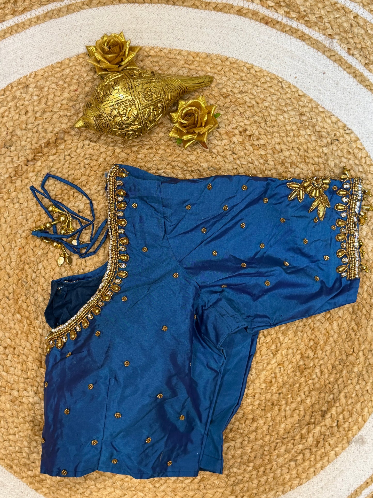 42” XL Size 12 size Aari Worked Sari Blouse Indian Saree Top Blue B159