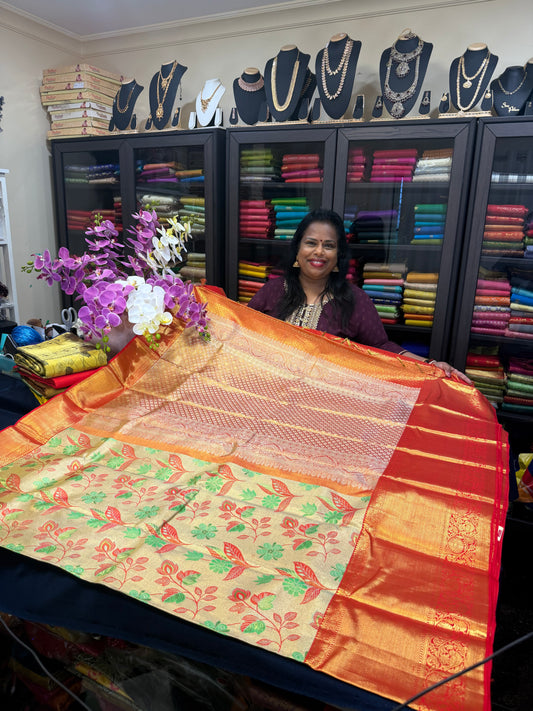 Kanchipuram Pure Silk Saree Bridal Tissue Kanjivaram Sari SPK240