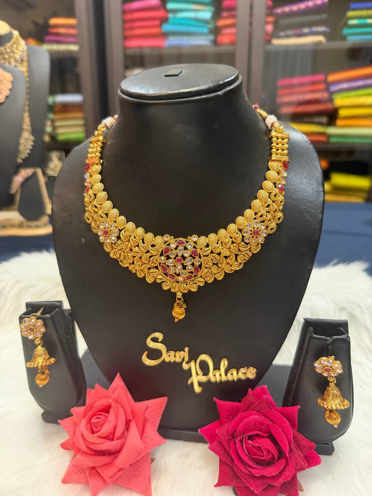 Indian Jewellery set Brass Necklace with Earrings N9