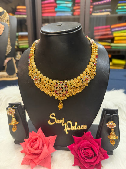 Indian Jewellery set Brass Necklace with Earrings N9