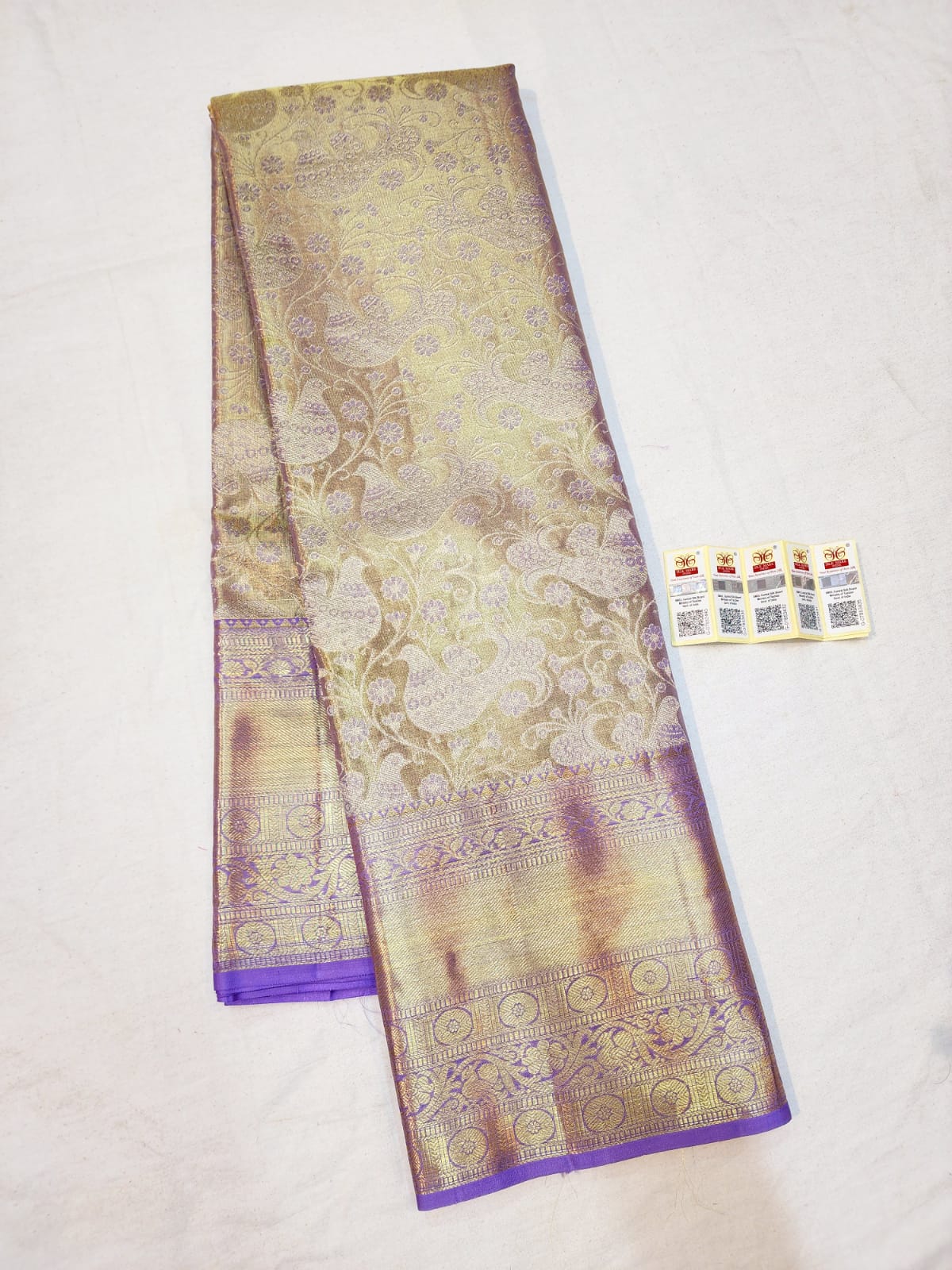 Bridal Tissue Kanchipuram Pure Silk Saree Lavender Kanjivaram Sari| SPK140