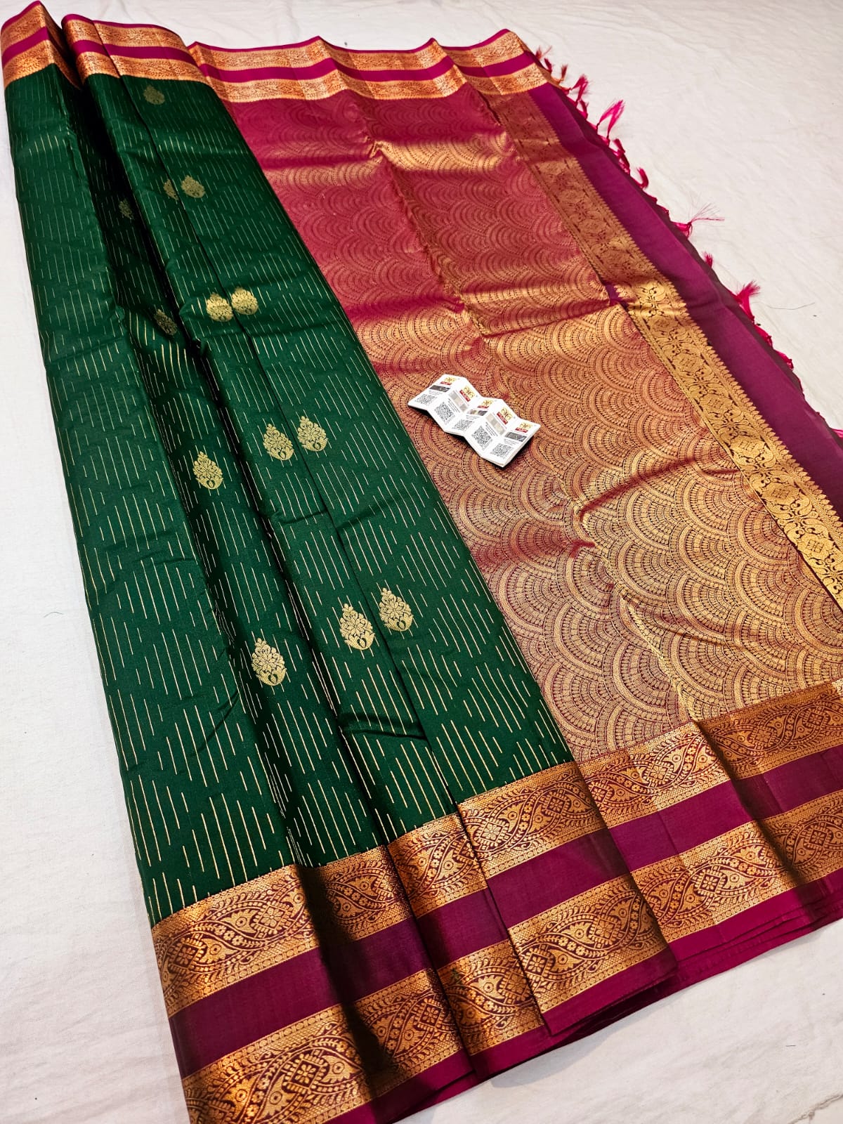 Kanchipuram Pure Silk Saree Bridal Indian Kanjivaram Sari SPK303