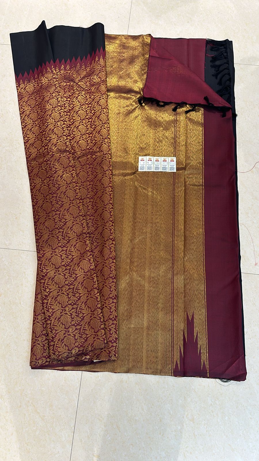 2g Gold Kanchipuram Pure Silk Saree Raising border Kanjivaram Sari| SPK171
