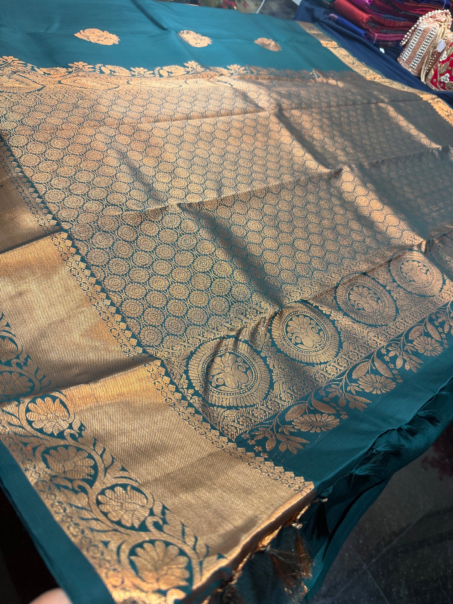 Kanchipuram Pure Silk Saree Green Kanjivaram Sari SPK230