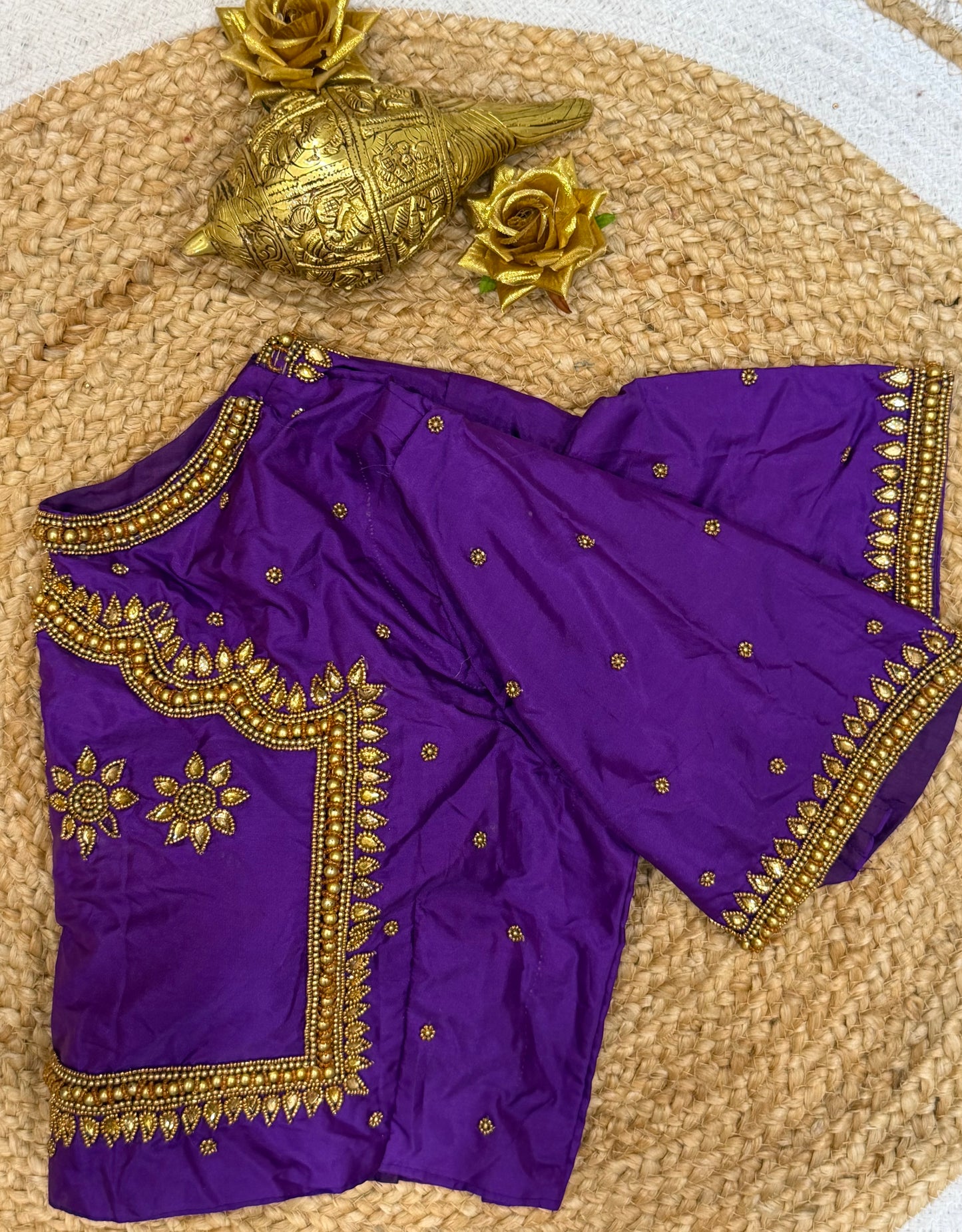 42” XL Size 12 size Aari Worked Sari Blouse Indian Saree Top Purple B161