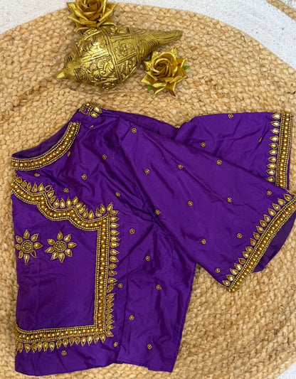 42” XL Size 12 size Aari Worked Sari Blouse Indian Saree Top Purple B161