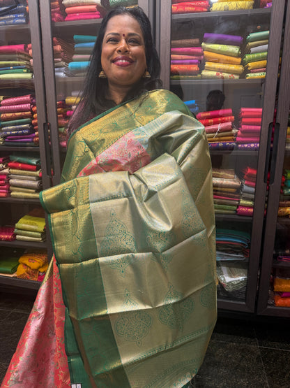 Semi Silk Saree Indian Bridal Kanjivaram Kanchipuram Sari Semi4
