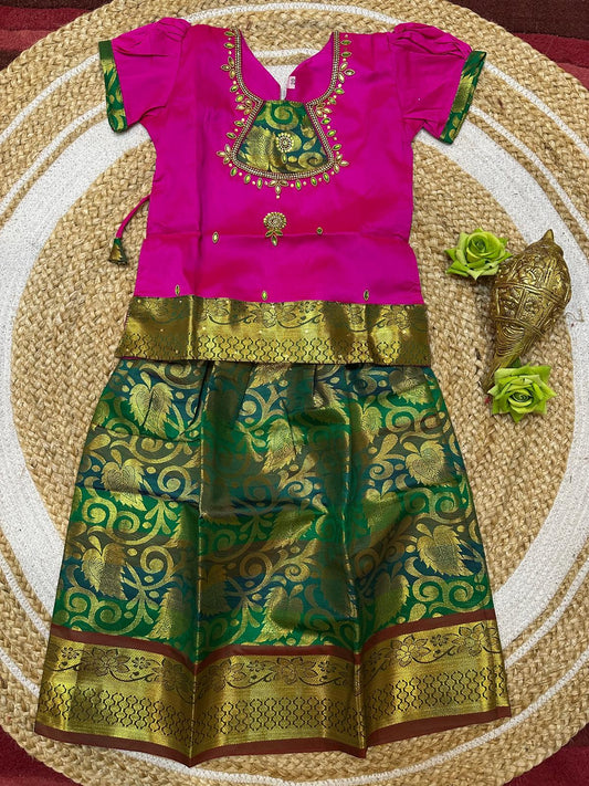 20” Size 2 Indian Lehenga Pattu Pavadai Sattai Skirt Top G3