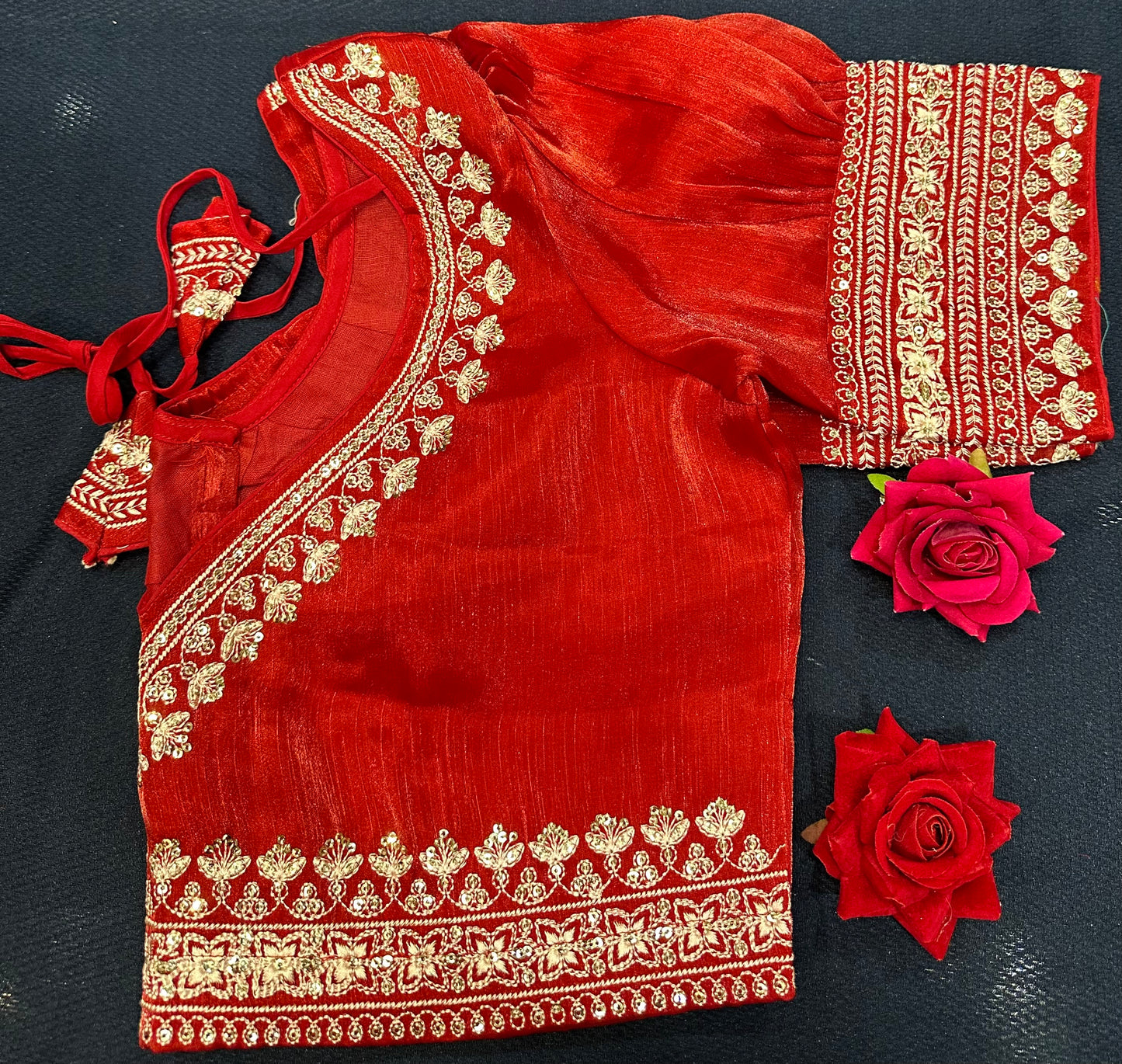 Navy Blue Sari Blouse Indian Saree Top Worked Choli B425