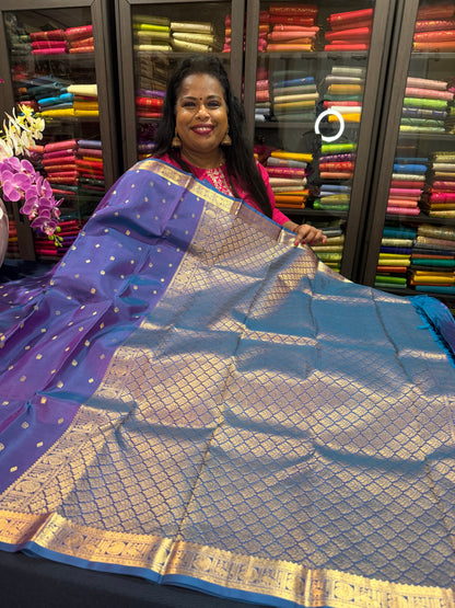 Bridal Blue Kanchipuram Pure Silk Saree Kanjivaram Sari SPK463