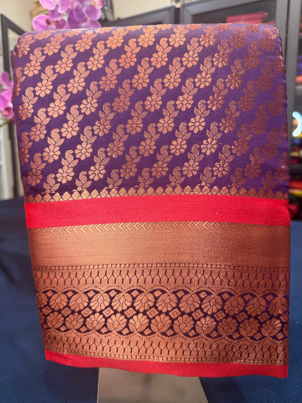 Sari Indian Bollywood Art Silk Purple Diwali Saree Z13 Col 3