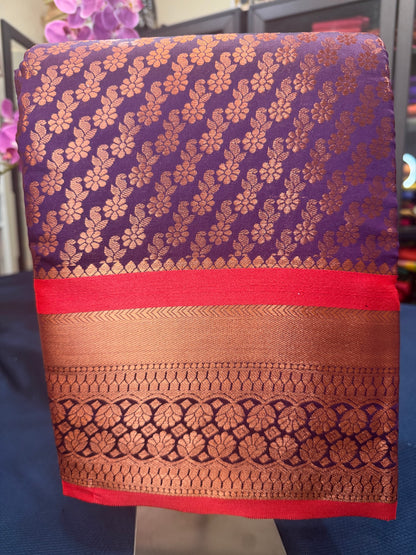 Sari Indian Bollywood Art Silk Purple Diwali Saree Z13 Col 3