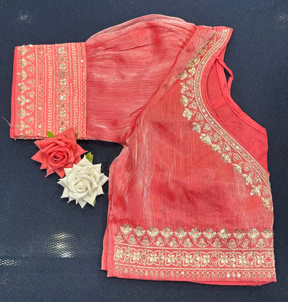 Navy Blue Sari Blouse Indian Saree Top Worked Choli B425