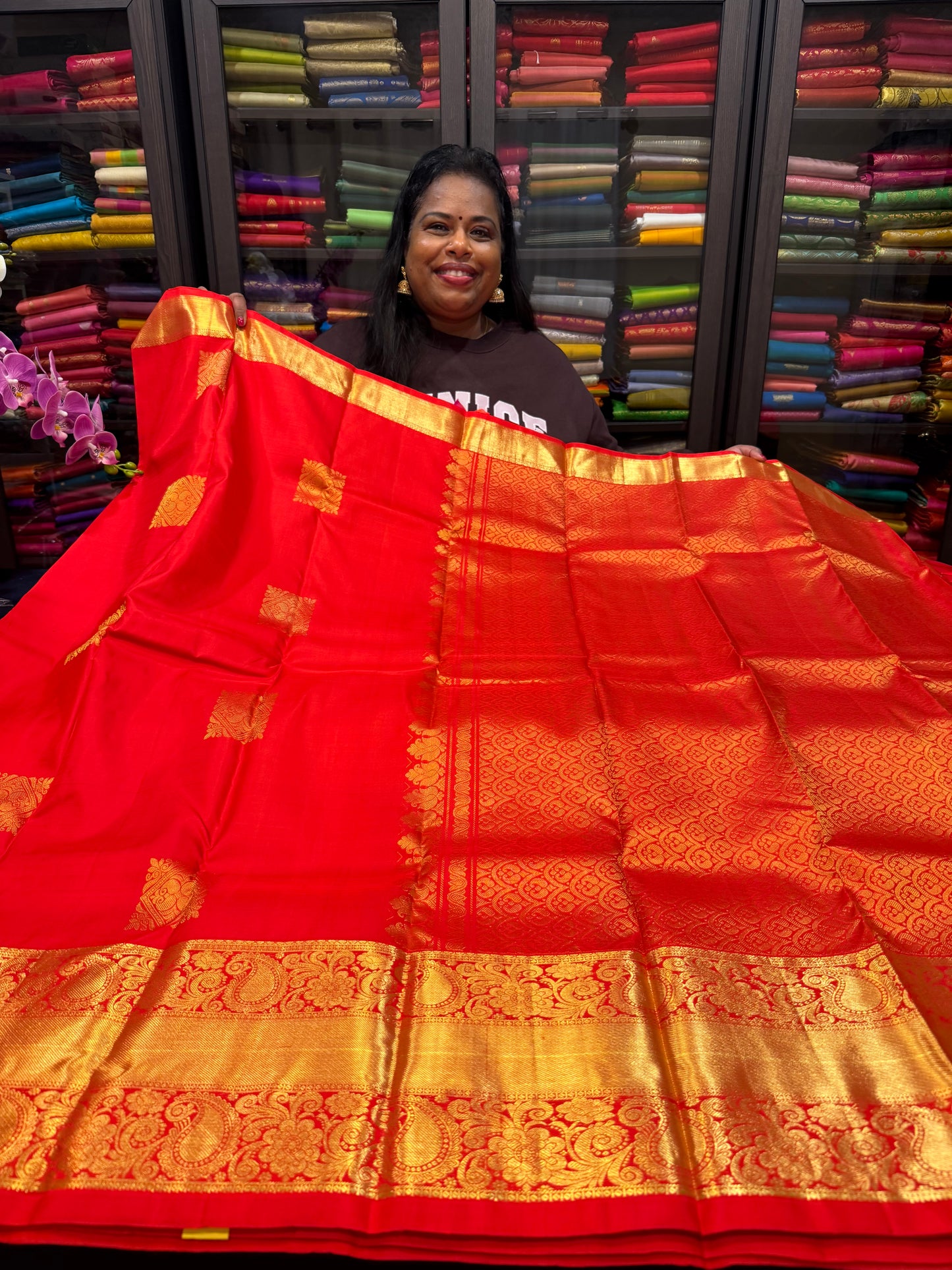 Kanchipuram Pure Silk handloom Saree Indian Kanjivaram Red Sari SPK363