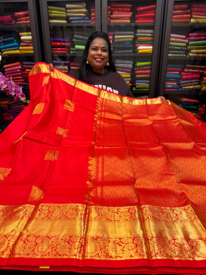 Kanchipuram Pure Silk handloom Saree Indian Kanjivaram Red Sari SPK363