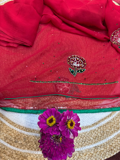 Chiffon Casual soft Sari Indian Fancy Saree Maroon S16