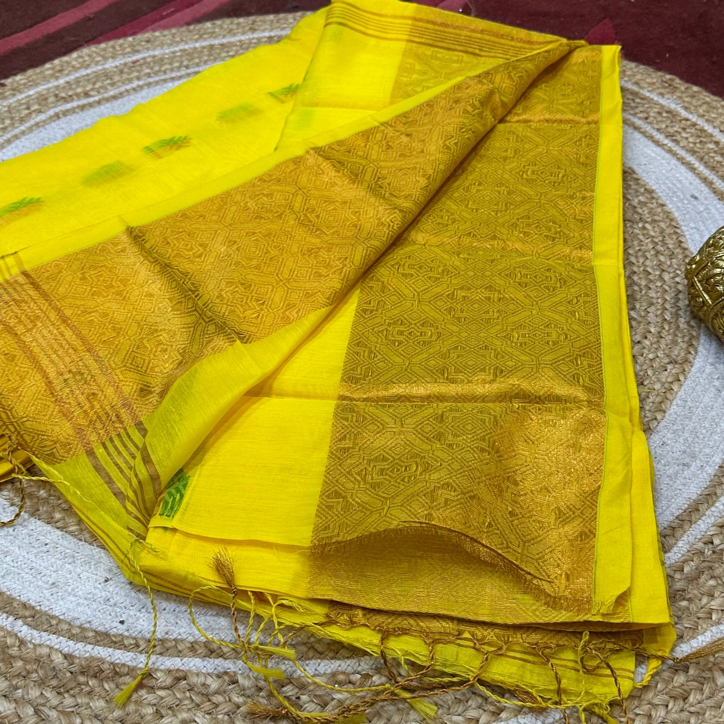 Soft Silk Cotton Sari Indian Saree Yellow S113