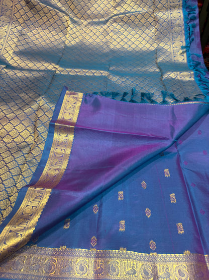Bridal Blue Kanchipuram Pure Silk Saree Kanjivaram Sari SPK463