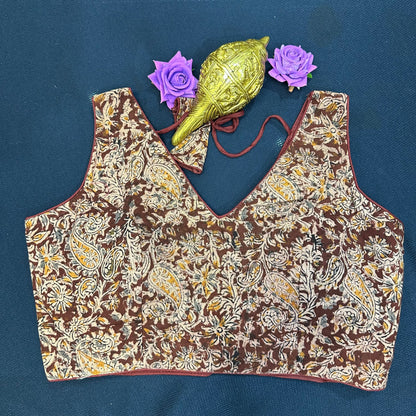 Cotton Kalamkari 38” M Size 8 Sari Blouse Indian Saree Top B405