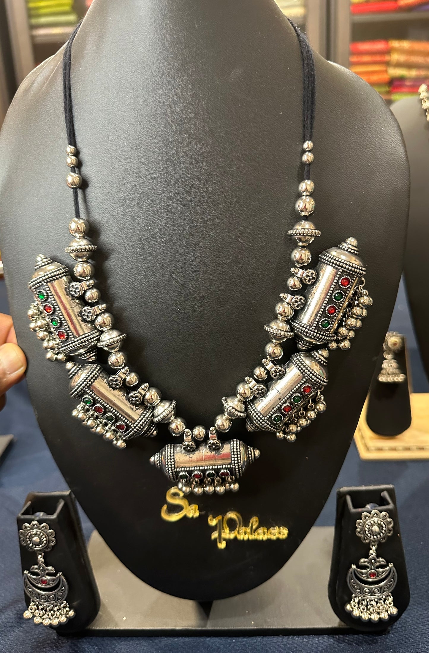 Oxidised Silver Necklace & Earrings Indian Jewellery Set Afghani style N81