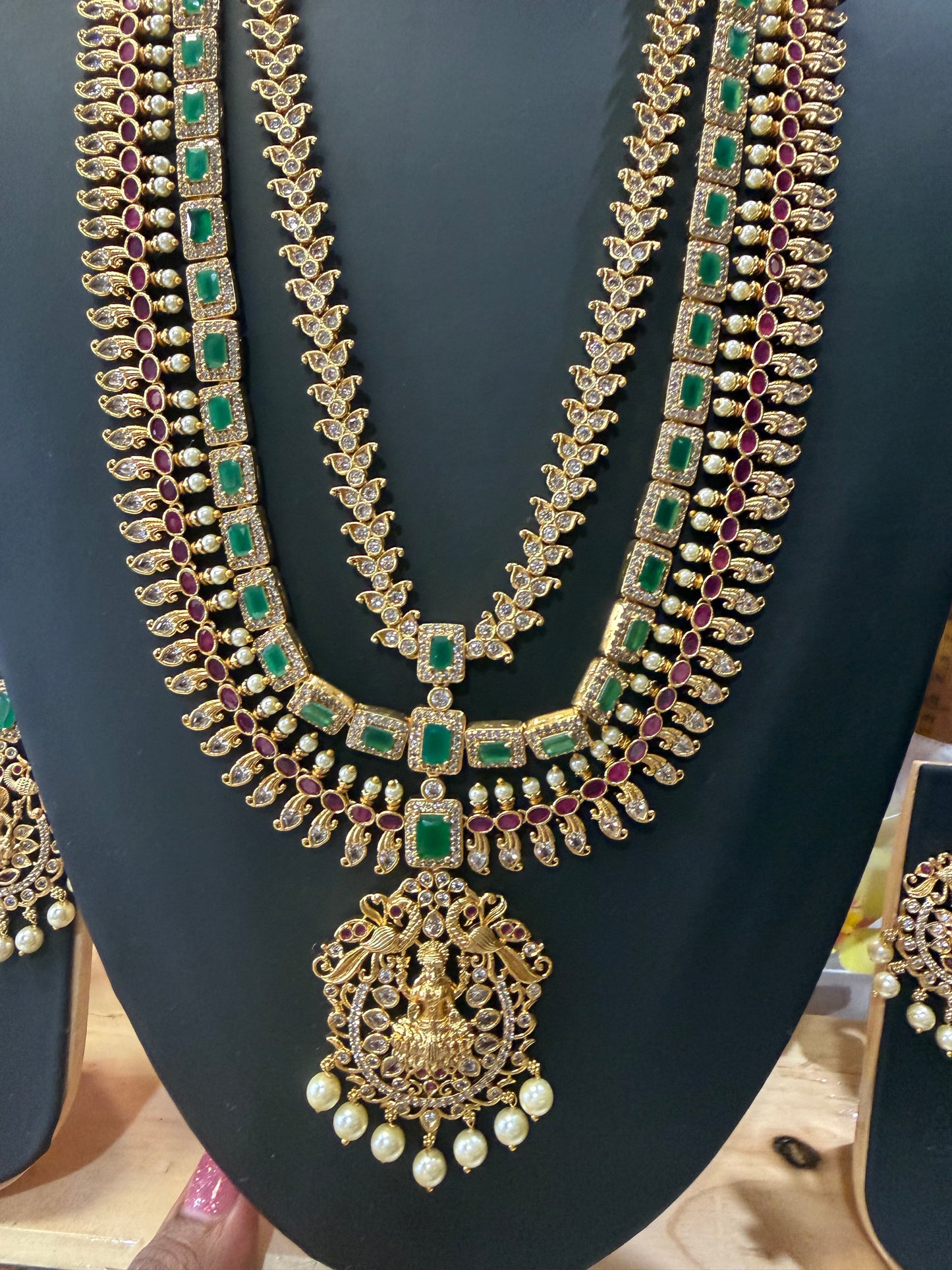 Indian Brass Necklace & Earrings Jewellery Set Haram N63
