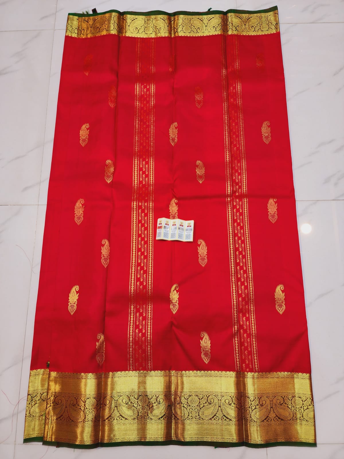 Kanchipuram Pure Silk Saree Red & Green Kanjivaram Sari| SPK081