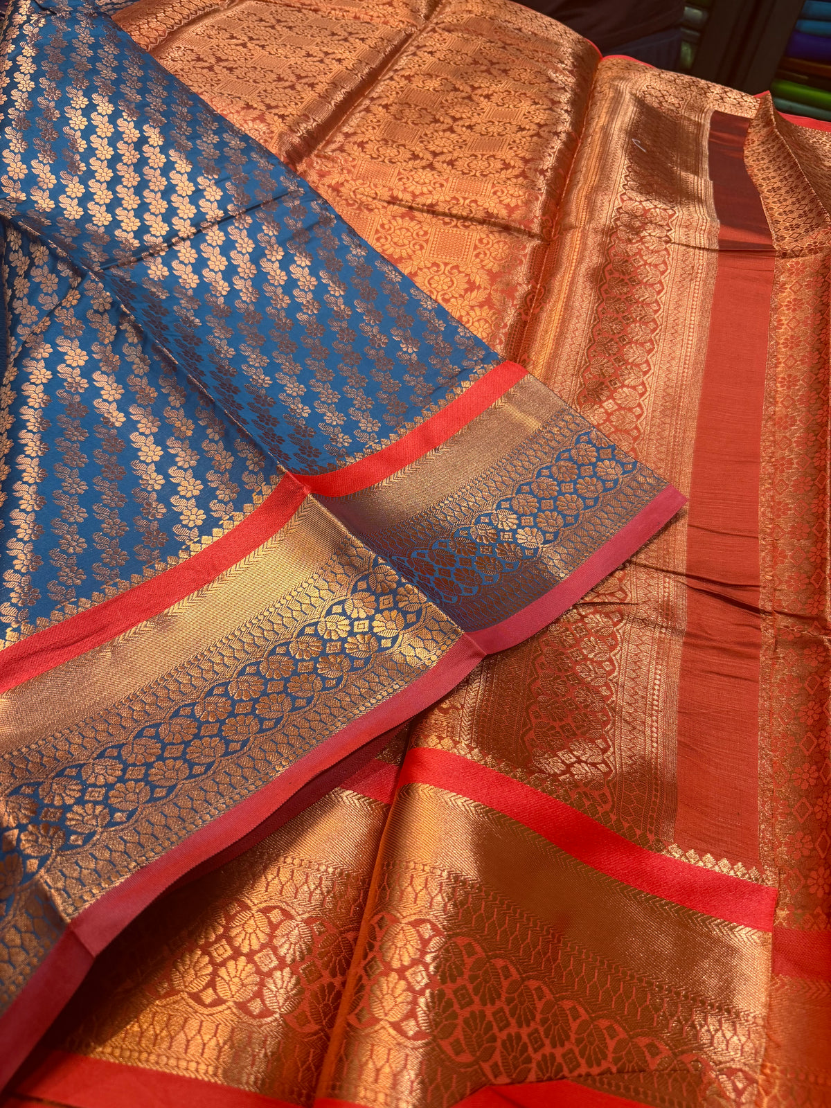 Sari Indian Bollywood Art Silk Greenish Blue Diwali Saree Z13 Col 4