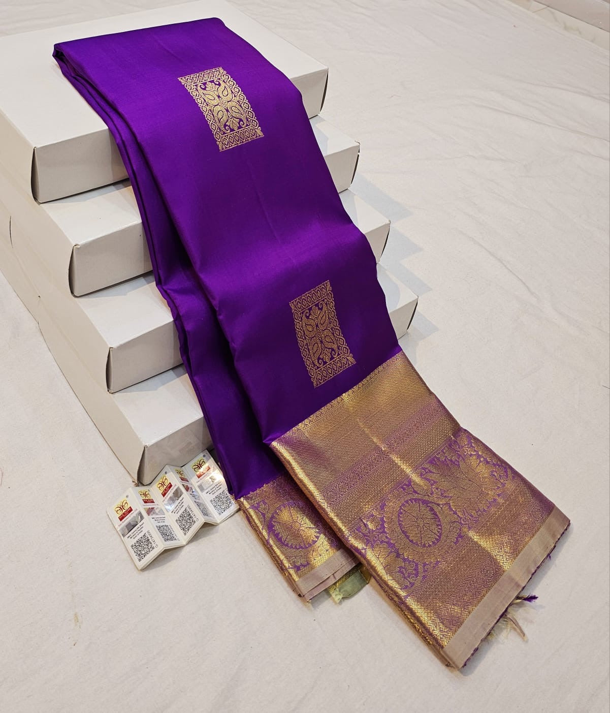 Kanchipuram Pure Silk Saree Bridal Purple Kanjivaram Sari SPK251