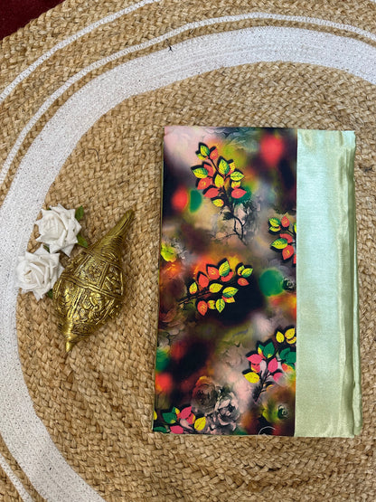 Fancy Party wear Satin Sari Indian Casual Pista Green Saree S99