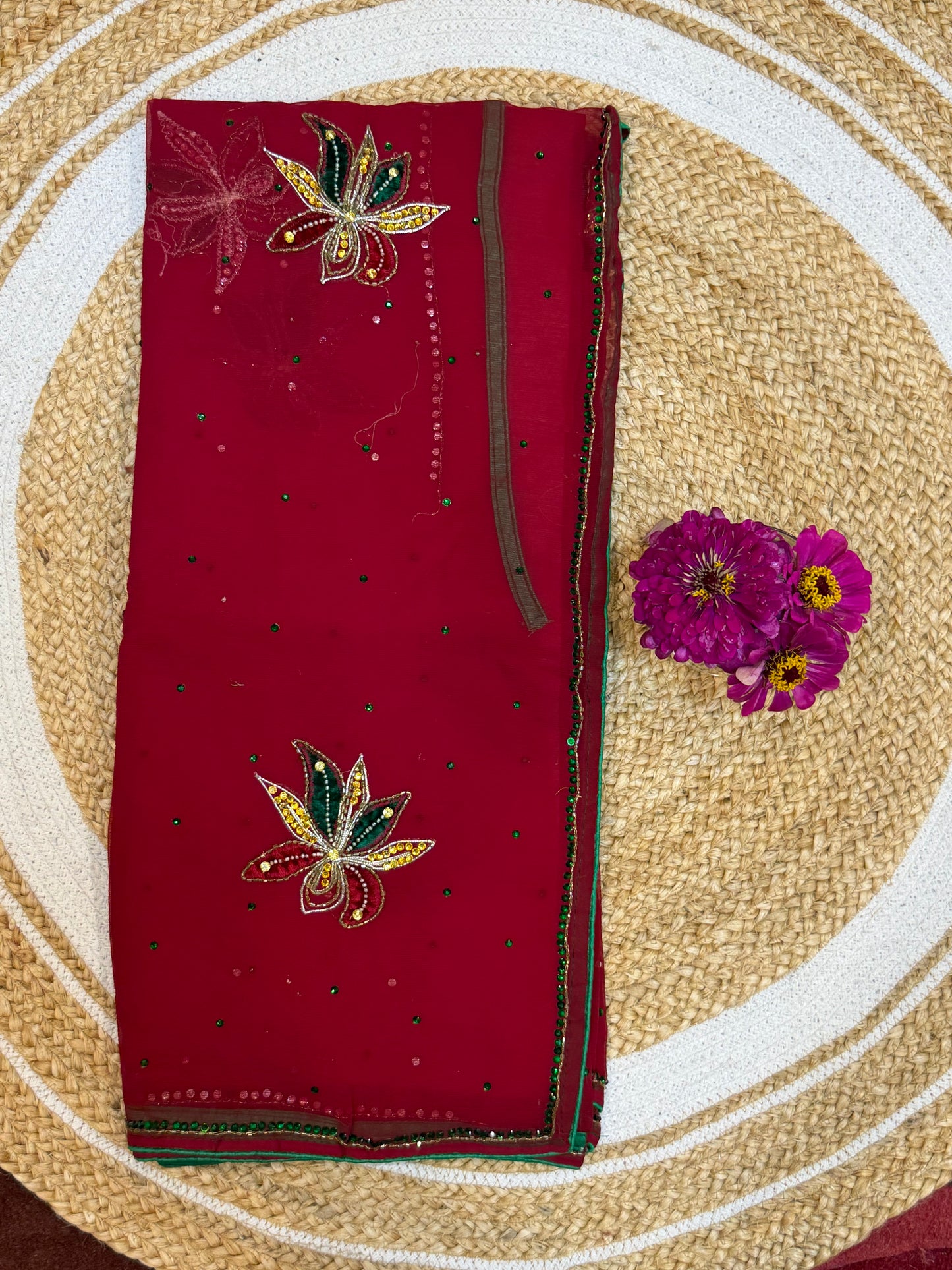 Chiffon Casual soft Sari Indian Fancy Saree Maroon S16