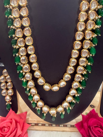 Kundan style Indian Jewellery Necklace set Green N12
