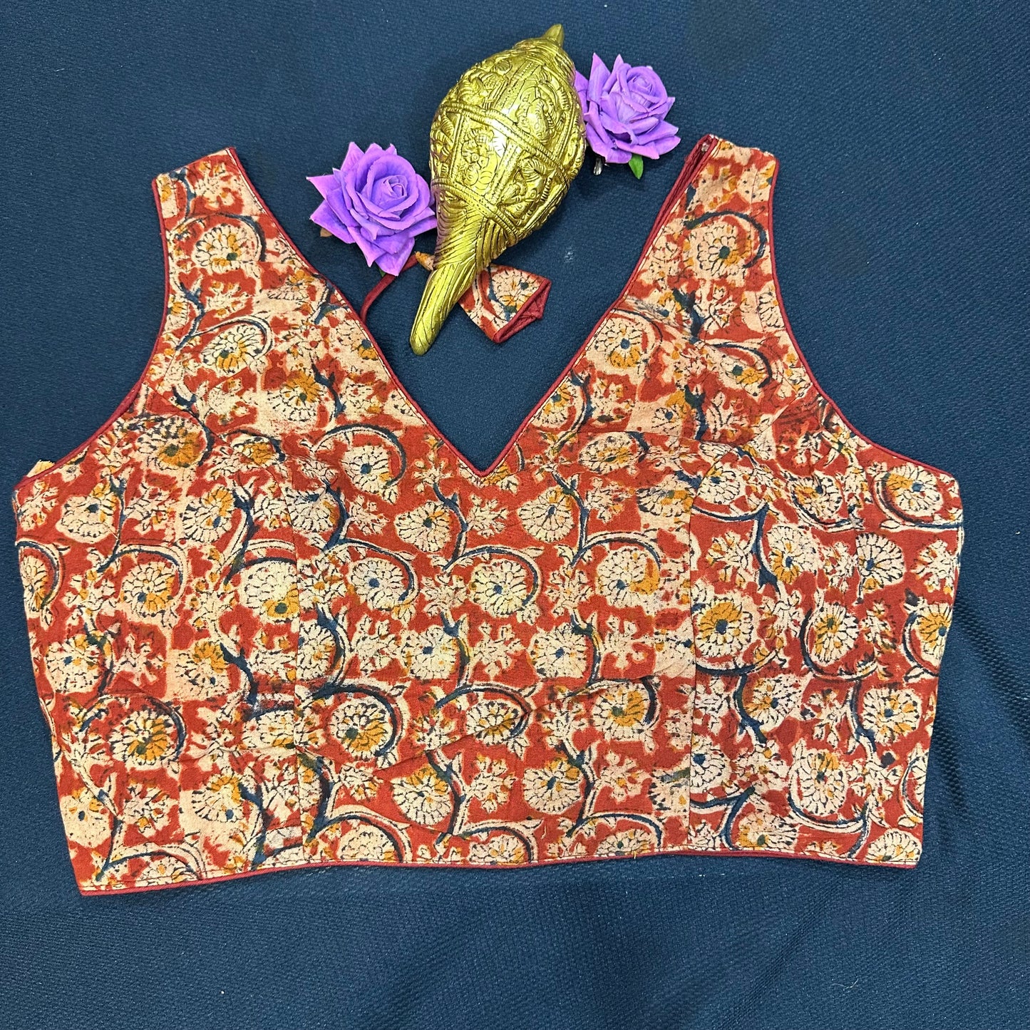 Cotton Kalamkari 38” M Size 8 Sari Blouse Indian Saree Top B405