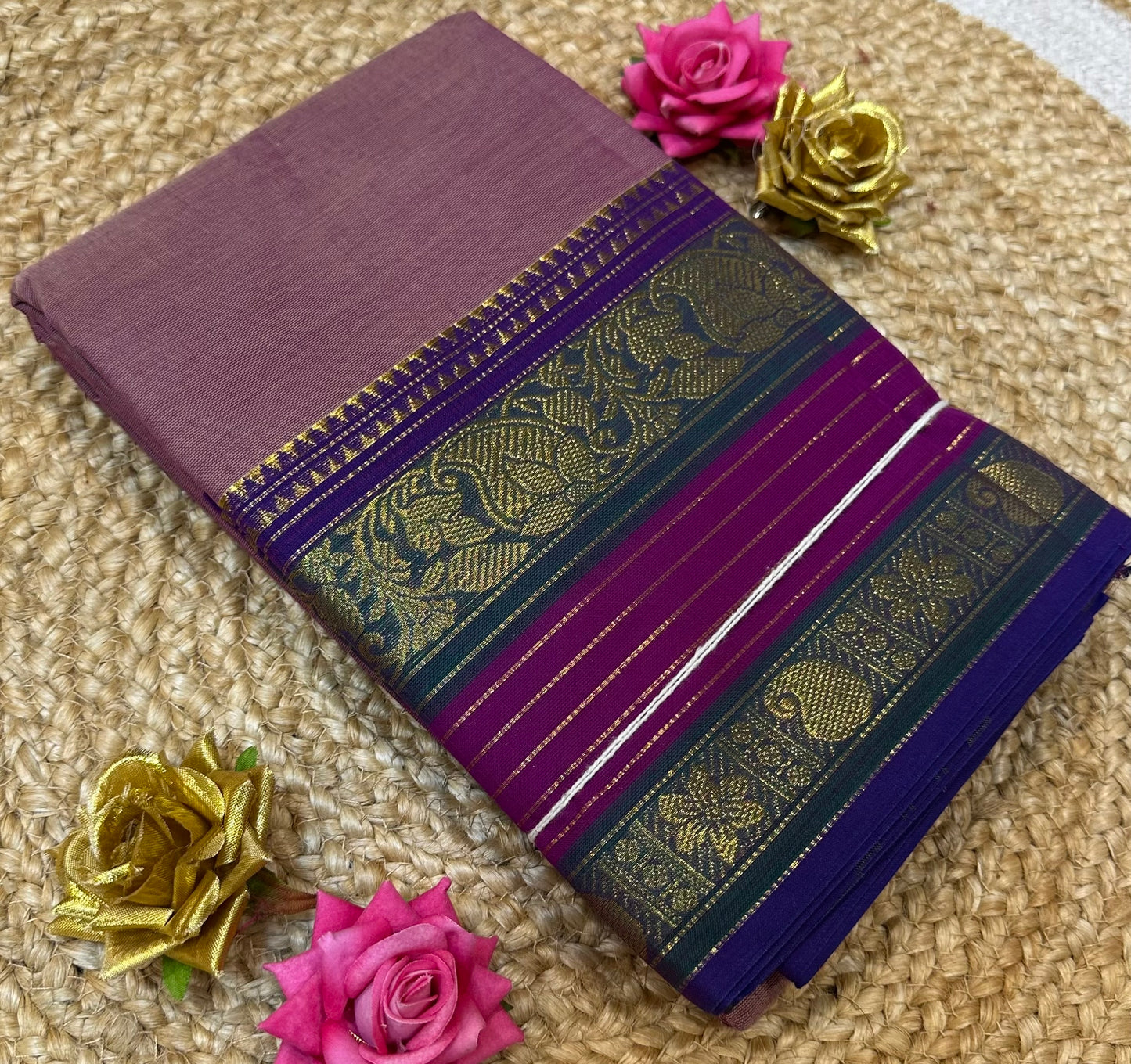 Chettinad Silk Cotton Traditional Kanchi Sari South Indian Saree S142