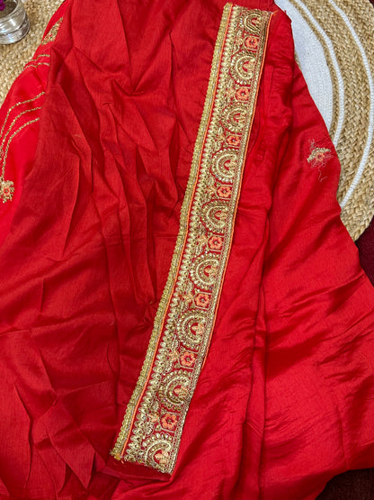 Red Fancy Party Sari Indian Saree S37