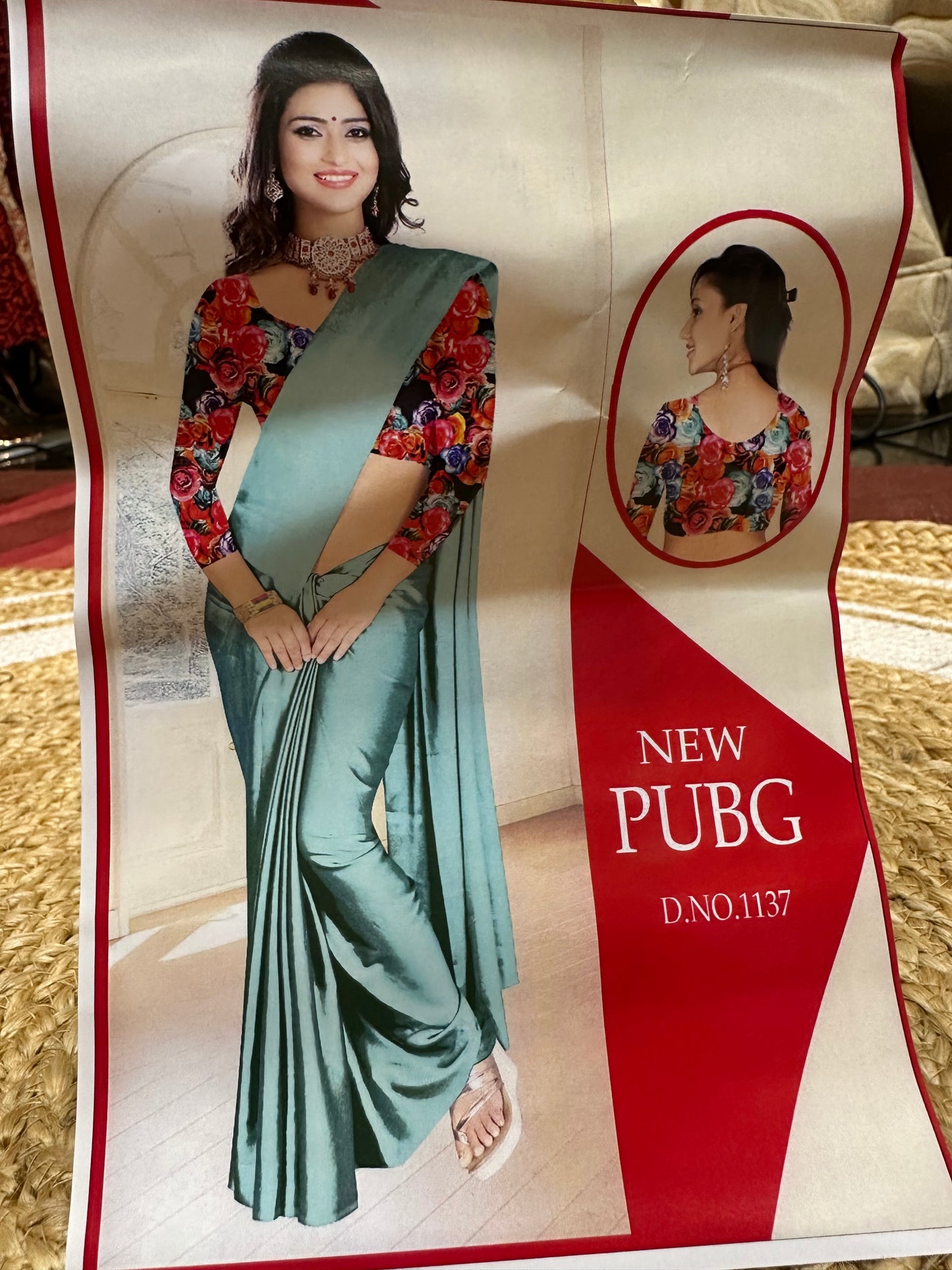 Fancy Party wear Satin Sari Indian Casual Greyish blue Saree S91